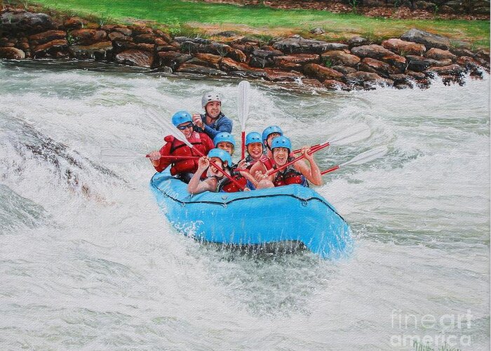 Ocoee River Greeting Card featuring the painting Ocoee River Rafting by Mike Ivey