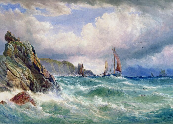 Seascape Greeting Card featuring the painting Off Cape Clear  County Cork by John Faulkner