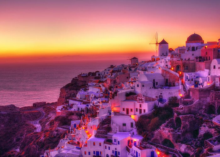 Santorini Greeting Card featuring the photograph Oia Sunset by Midori Chan