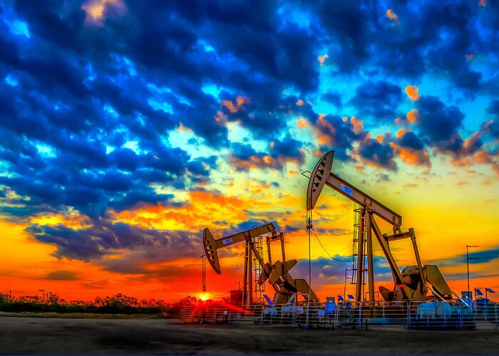 Drilling Rig Greeting Card featuring the photograph Oilfield Color Burst by Tim Singley