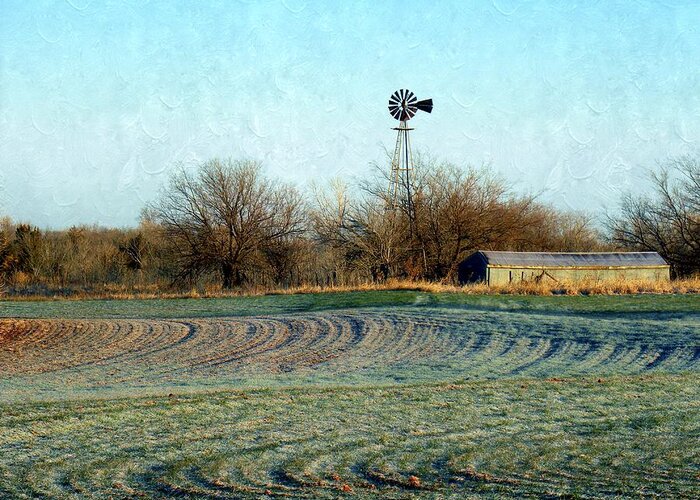 Oklahoma Greeting Card featuring the photograph Oklahoma Farm in Winter by Annie Adkins