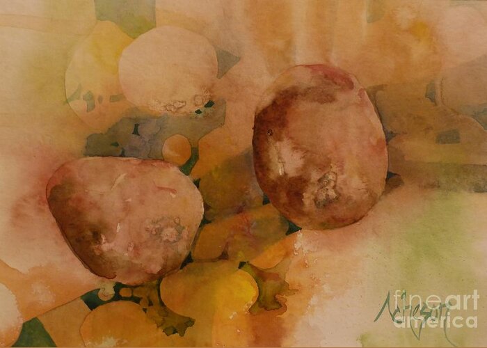 Humid Sur Humid Greeting Card featuring the painting Old-Aged Pears by Donna Acheson-Juillet
