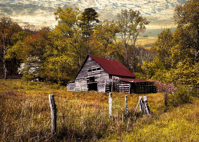 Appalachia Greeting Card featuring the photograph Old Barn in Autumn by Debra and Dave Vanderlaan
