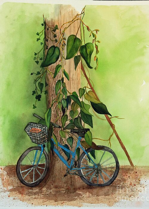 Bicycle Greeting Card featuring the painting Old Bicycle by Terri Mills