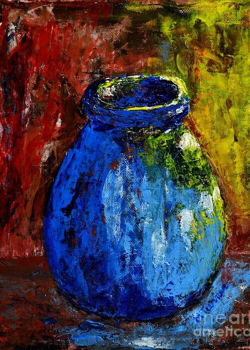 Jar Greeting Card featuring the painting Old Blue Jar by Melvin Turner