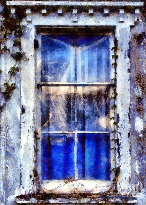 Window Greeting Card featuring the photograph Old Blue Window by Janine Riley