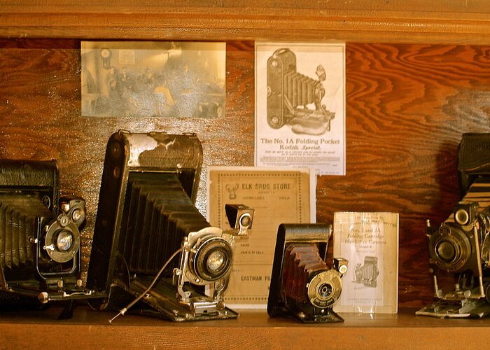 Guthrie Greeting Card featuring the photograph Old Cameras by Roseann Errigo