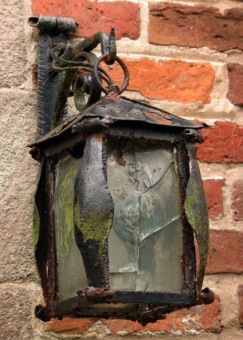 Lamp Greeting Card featuring the photograph Old Carriage Lamp by Sue Leonard