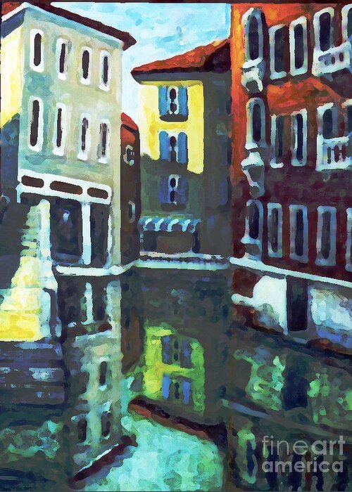 Venice Greeting Card featuring the painting Old City of Venice in Sunlight by Rita Brown