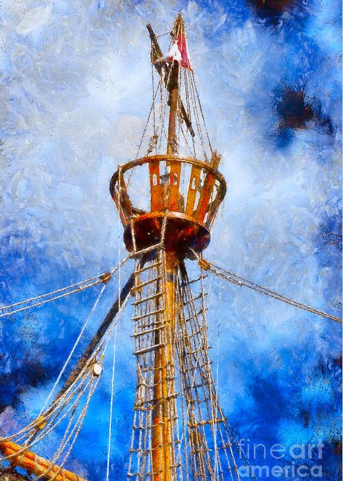 Crowsnest Greeting Card featuring the photograph Old Crows nest by Les Palenik