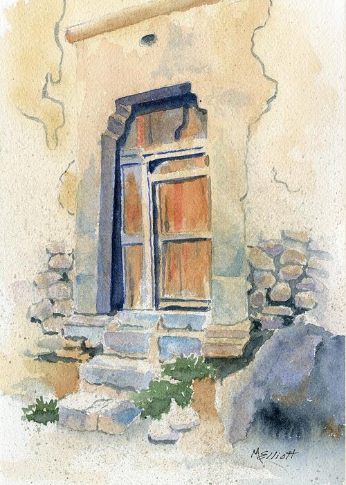 Door Greeting Card featuring the painting Old Door in Cuzco Peru by Marsha Elliott