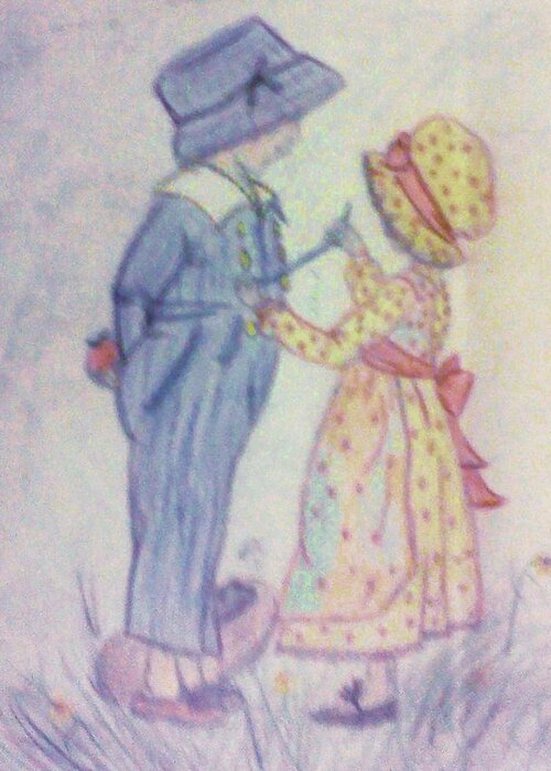Children Greeting Card featuring the drawing Old Fashioned Romance by Christy Saunders Church