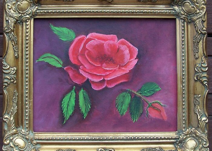 Rose Greeting Card featuring the painting Old Fashioned Rose by Kathleen Luther