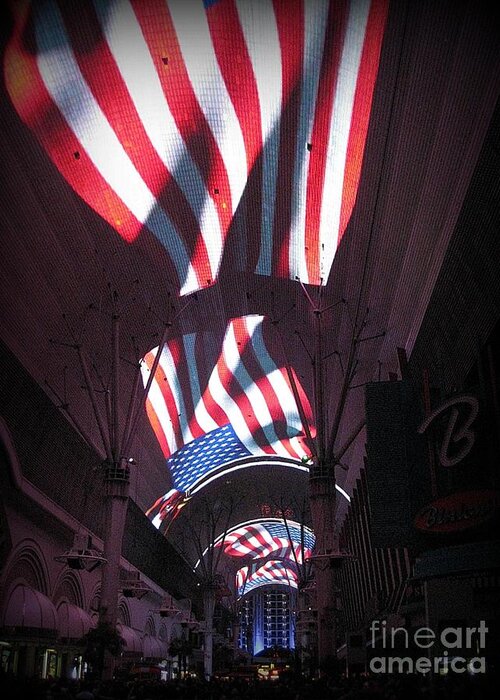 American Flag Greeting Card featuring the photograph Old Glory in Vegas by John Malone