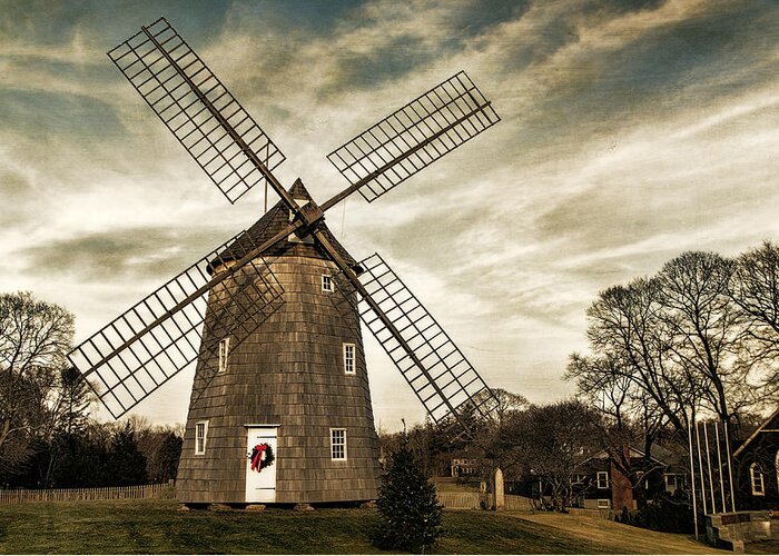 Windmill Greeting Card featuring the photograph Old Hook Windmill by Cathy Kovarik