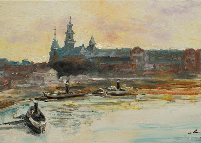 Krakow Greeting Card featuring the painting Old Krakow by Luke Karcz