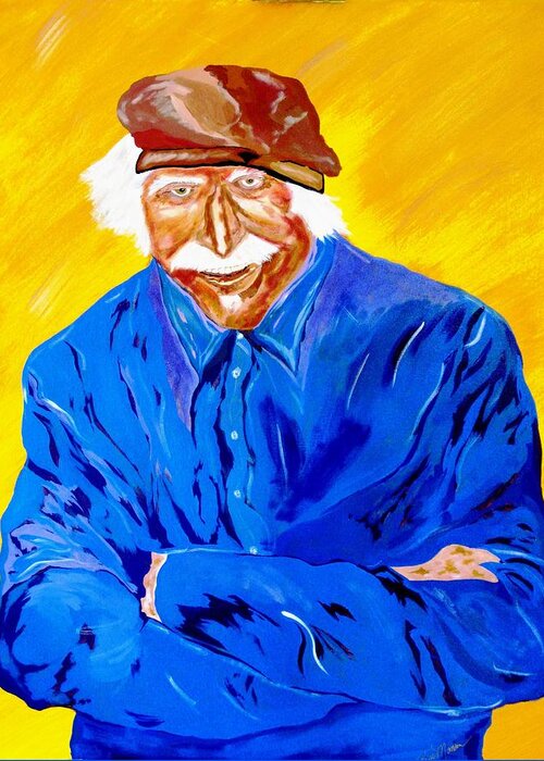 Original Acrylic Painting Greeting Card featuring the painting Old Man Hawk-Artist Rendition by Bill Manson