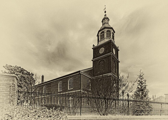 Old Otterbein United Methodist Church Greeting Card featuring the photograph Old Otterbein Church Olde Tyme Photo by Bill Swartwout