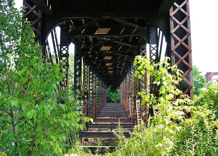 Bridge Greeting Card featuring the photograph Old Railroad Car Bridge by Sherman Perry