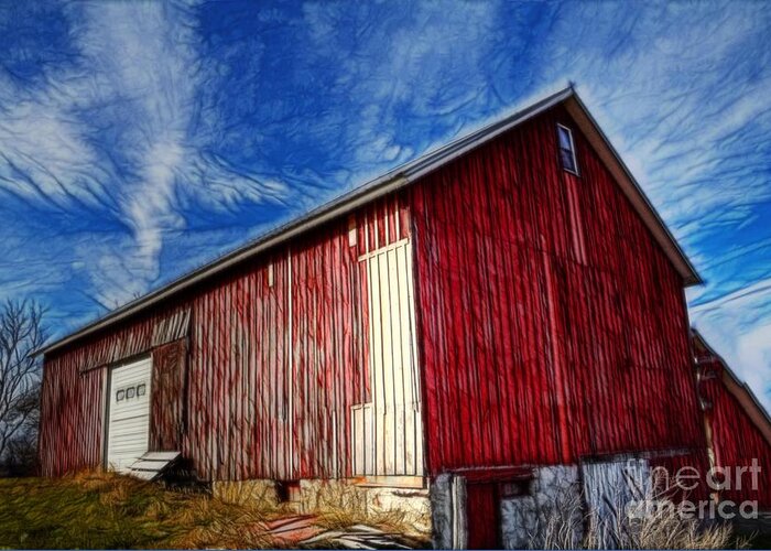 Old Red Wooden Barn Greeting Card featuring the photograph Old Red Wooden Barn by Jim Lepard