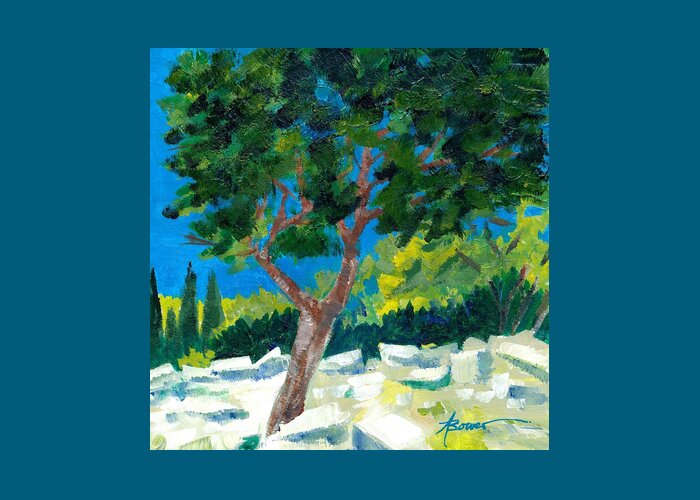 Trees Greeting Card featuring the painting Old Ruins at Rhodes by Adele Bower