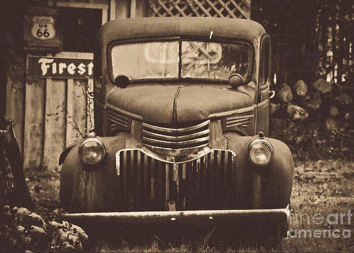 Parked Truck Greeting Card featuring the photograph Old Times by Alana Ranney