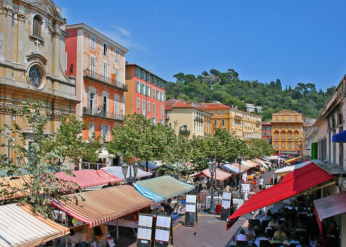 Nice Greeting Card featuring the photograph Old town market in Nice by Alan Kilpatrick