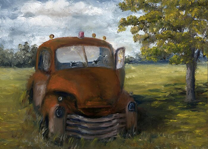 Old Greeting Card featuring the painting Old Truck Shreveport Louisiana Wrecker by Lenora De Lude