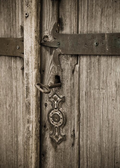  Greeting Card featuring the photograph Old wooden door by Maria Heyens
