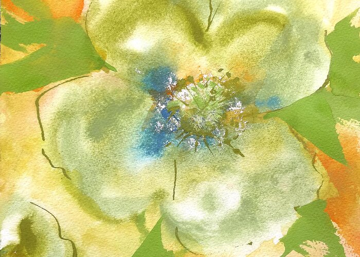 Watercolor Paintings Greeting Card featuring the painting Olive Poppy I by Chris Paschke