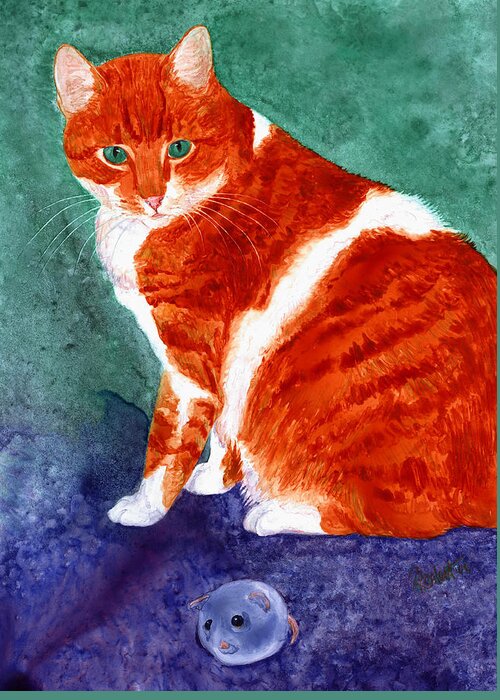 Cat Greeting Card featuring the painting Oliver by Ann Ranlett
