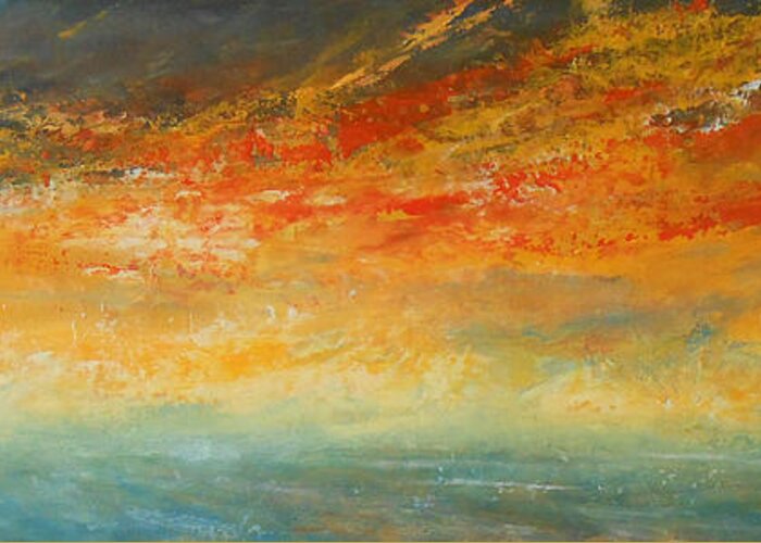 Abstract Greeting Card featuring the painting On Fire by Jane See