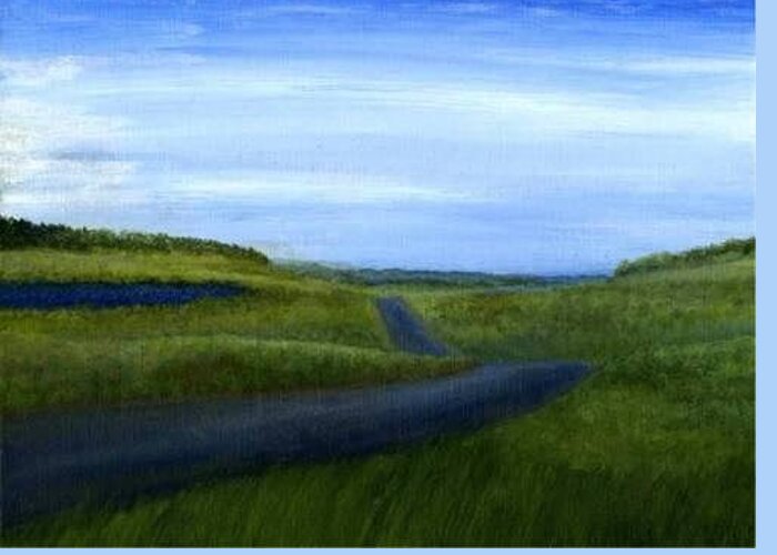 Road Greeting Card featuring the painting On my way by Sheila Mashaw