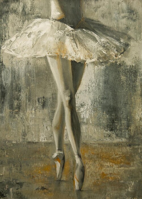 Ballerina Greeting Card featuring the painting En Pointe by Jani Freimann