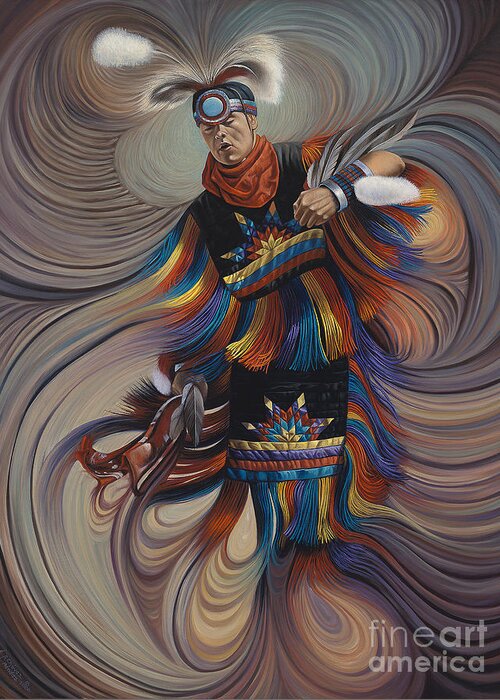 Native-american Greeting Card featuring the painting On Sacred Ground Series II by Ricardo Chavez-Mendez