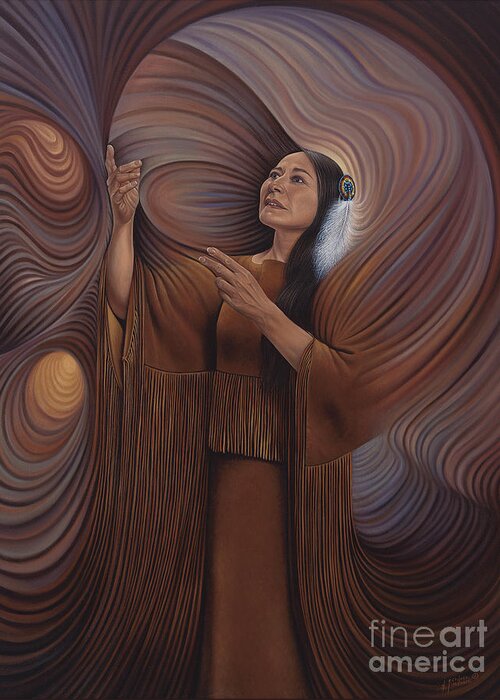 Bonnie-jo-hunt Greeting Card featuring the painting On Sacred Ground Series V by Ricardo Chavez-Mendez