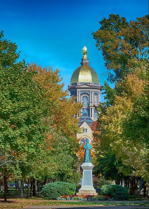 University Of Notre Dame Greeting Card featuring the photograph On the Campus of the University of Notre Dame by Mountain Dreams