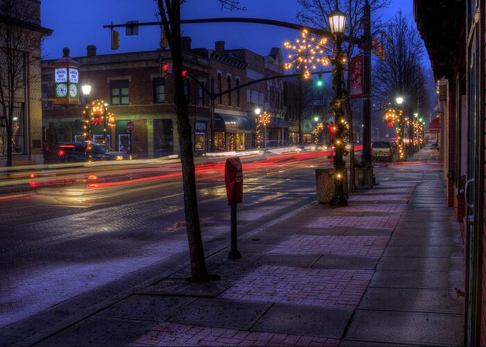 Christmas Eve Greeting Card featuring the photograph Once Busy Sidewalks by David Dufresne