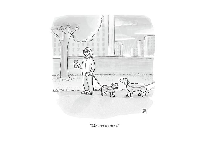 Dogs Greeting Card featuring the drawing One Dog Talks To Another by Paul Noth