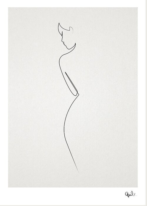 #faatoppicks Greeting Card featuring the digital art One Line Nude by Quibe Sarl