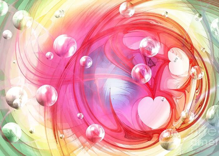 Fractal Greeting Card featuring the digital art One Love... One Heart... One Life by Peggy Hughes
