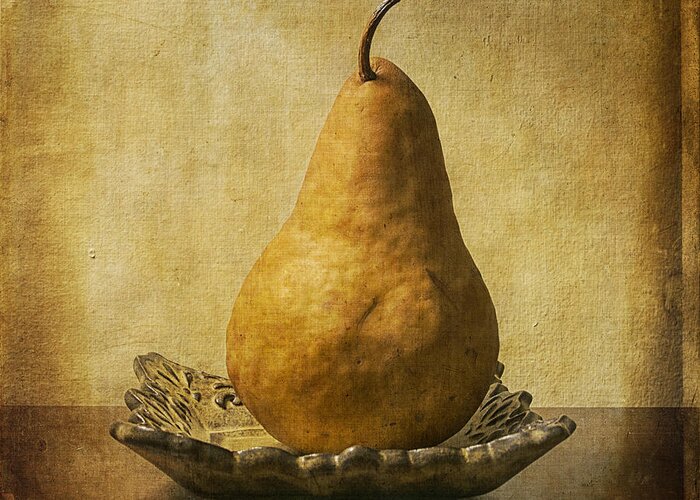 One Greeting Card featuring the photograph One Pear Meditation by Terry Rowe