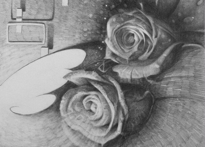 Rose Greeting Card featuring the drawing Only God Can Make A Rose by T S Carson