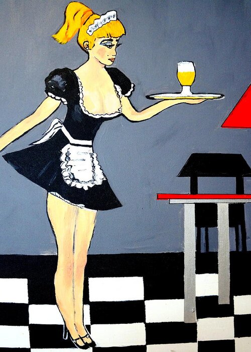 French Maid Greeting Card featuring the painting Ooolala French Maid by Nora Shepley