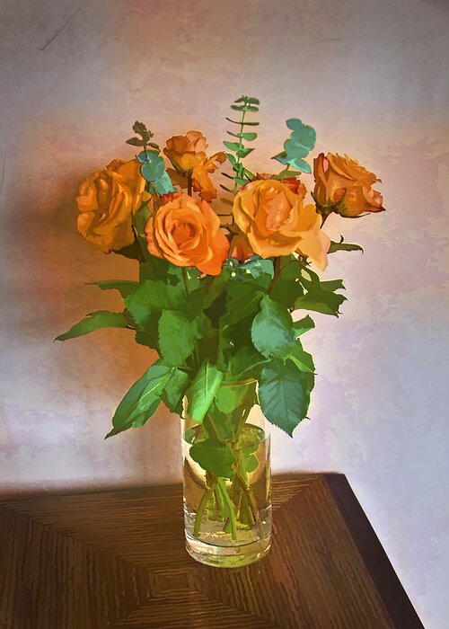 Roses Greeting Card featuring the photograph Orange and Green by John Hansen