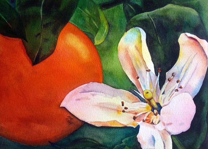 Orange Blossom Greeting Card featuring the painting Orange Blossom by Michal Madison