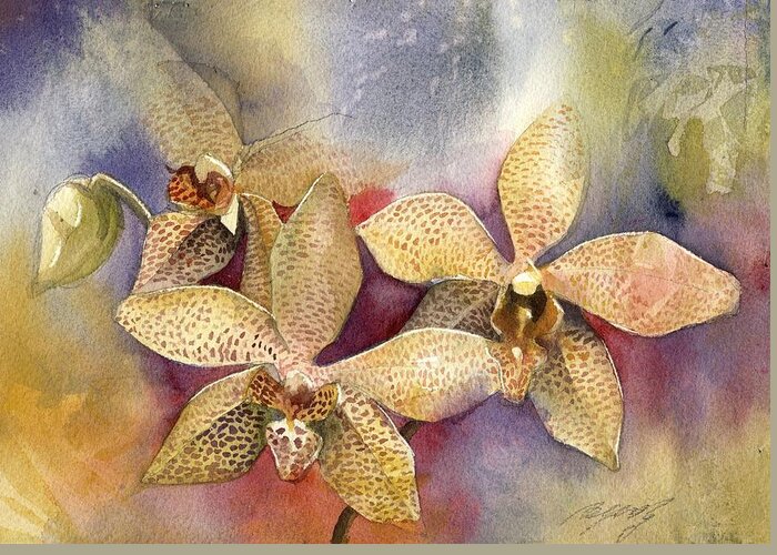 Orchid In Yellow Greeting Card featuring the painting Orchid In Yellow by Alfred Ng