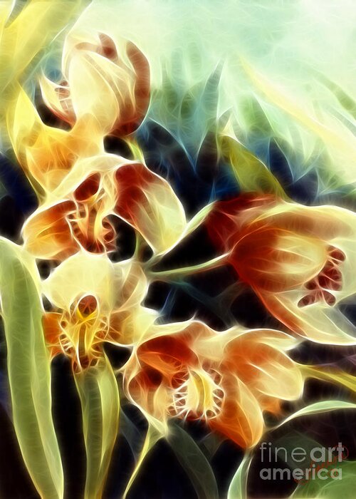 Floral Greeting Card featuring the digital art Orchid Life Force 3 by Francine Dufour Jones
