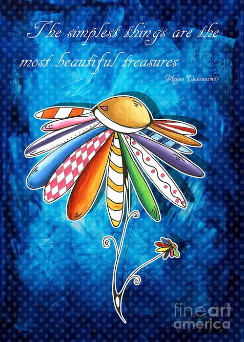 Daisy Greeting Card featuring the painting Original Hand Painted Daisy Quilt Painting Inspirational Art Quote by Megan Duncanson by Megan Aroon