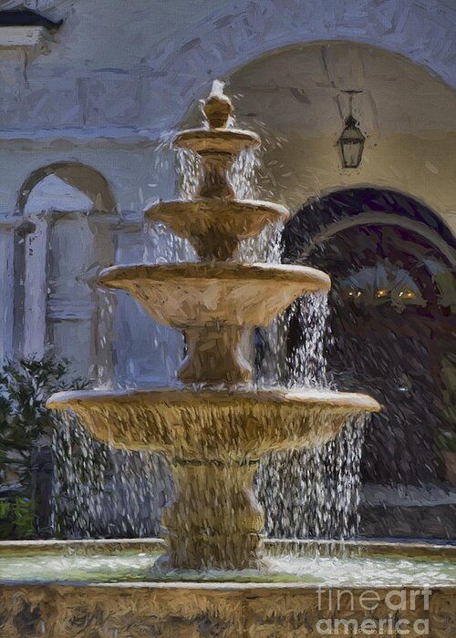 Water Fountain Greeting Card featuring the painting Ormond Water Fountain by Deborah Benoit